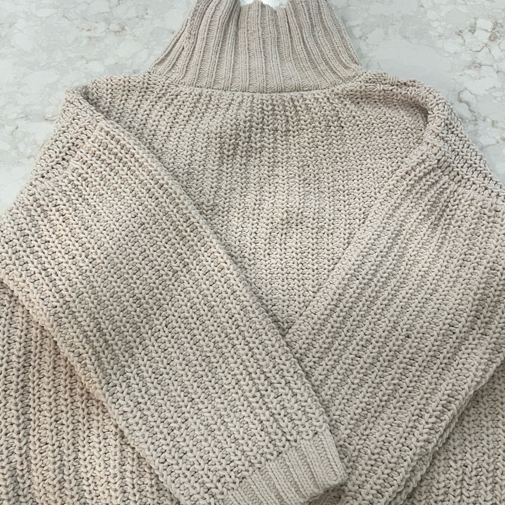 Love Tree Cream Cowl Neck Sweater Chunky Knit